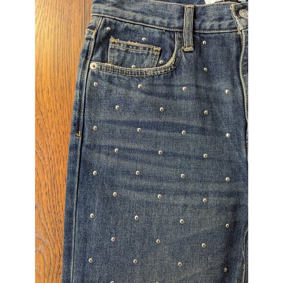 Current/Elliott The Vintage Cropped Slim Studded Jeans 27 - Picture 9 of 10